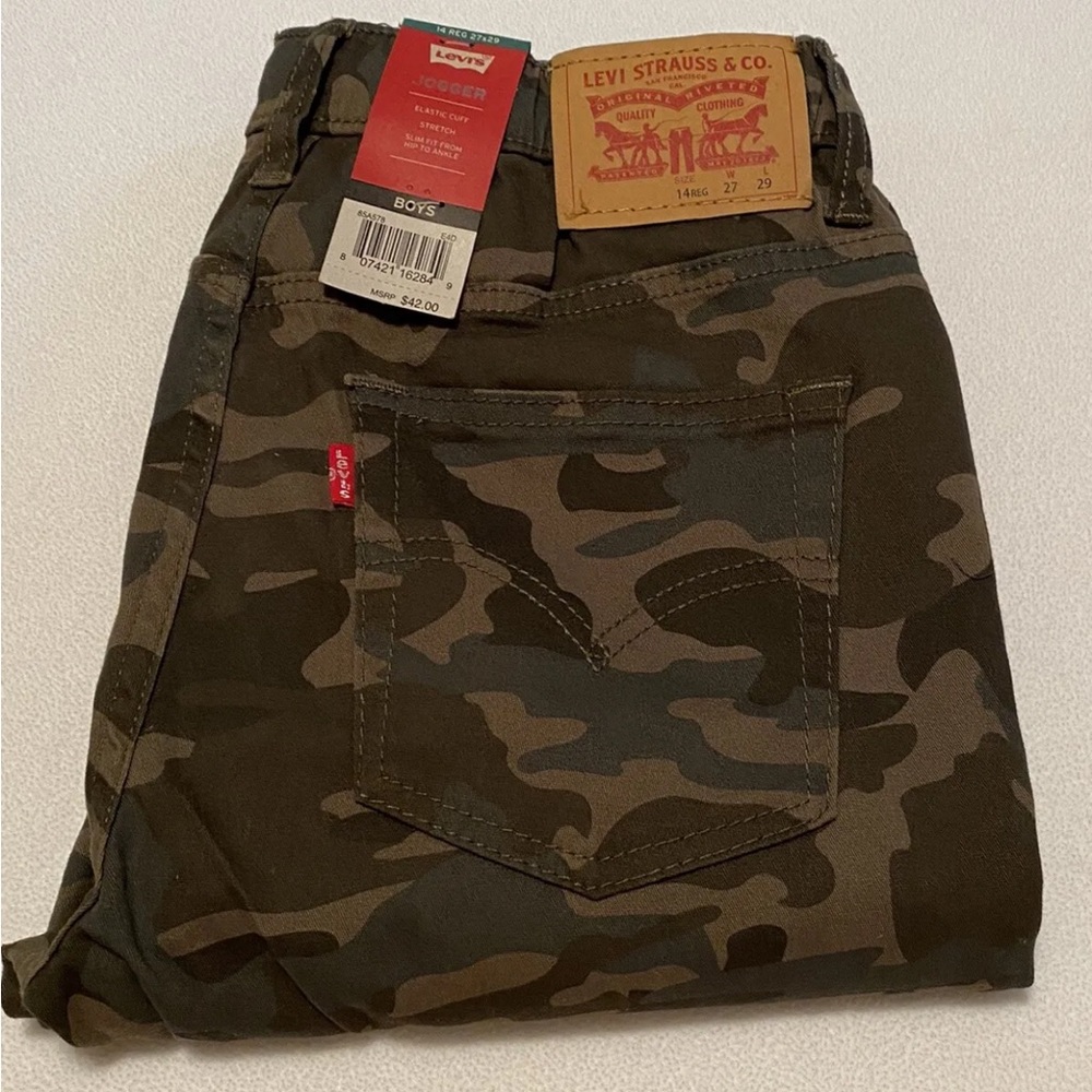 NWT Levi's 511 Jogger Forest CAMO Slim Fit Stretch Boys Jeans Sz 14 reg 27x29